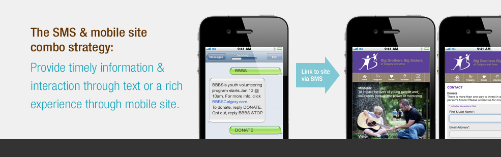 Provide alerts via text and mobile site combo strategy